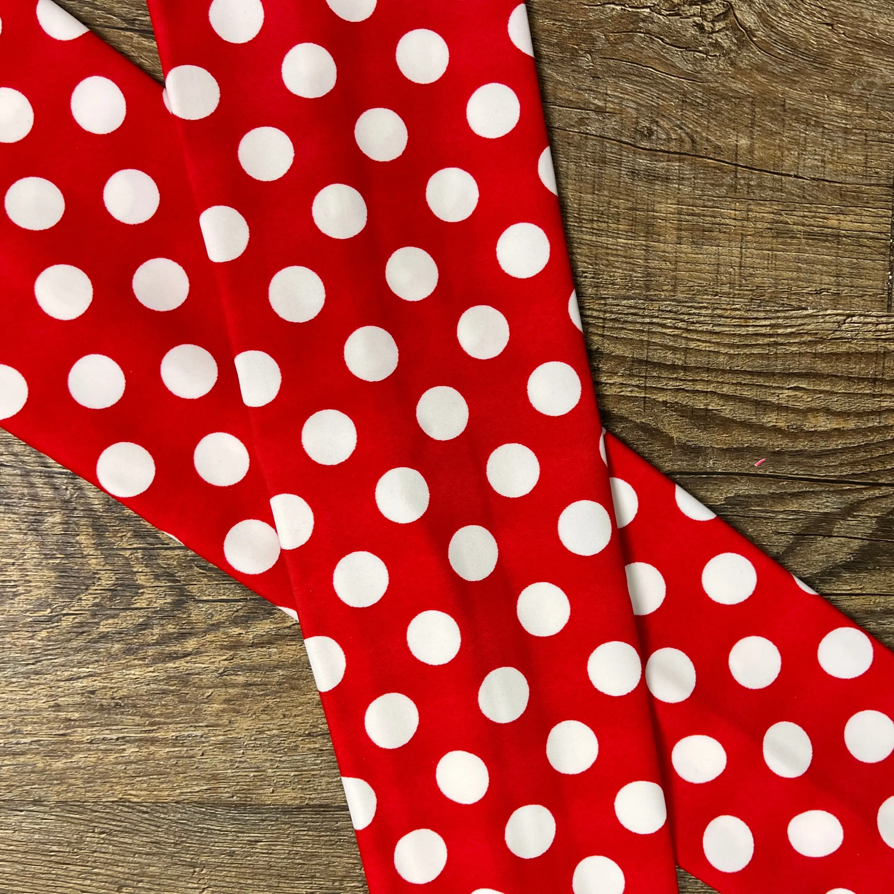 Compression Arm Sleeves in Red/White Polka Dot Print Spandex