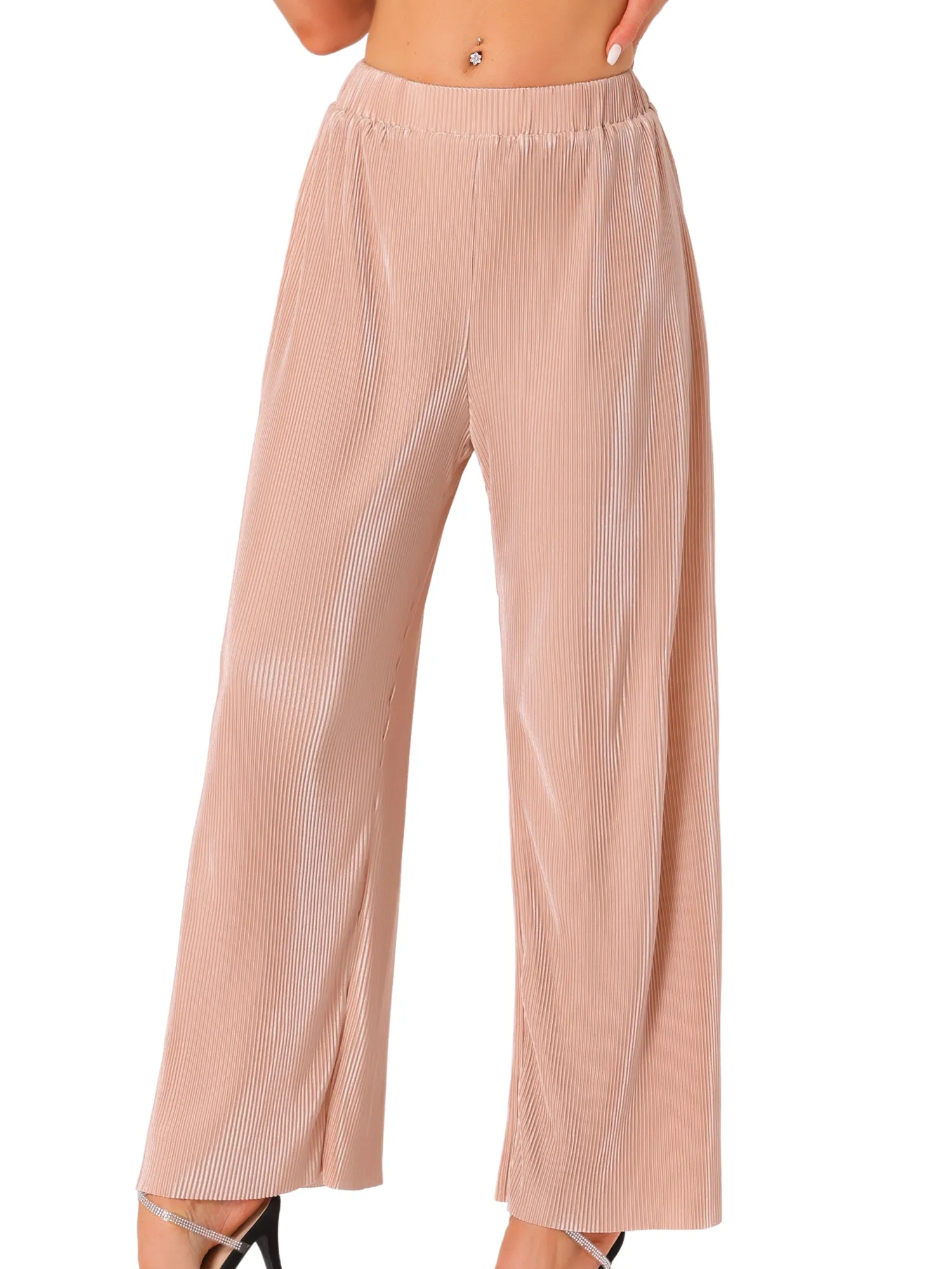 Corduroy High Elastic Waist Wide Leg Trousers Pants