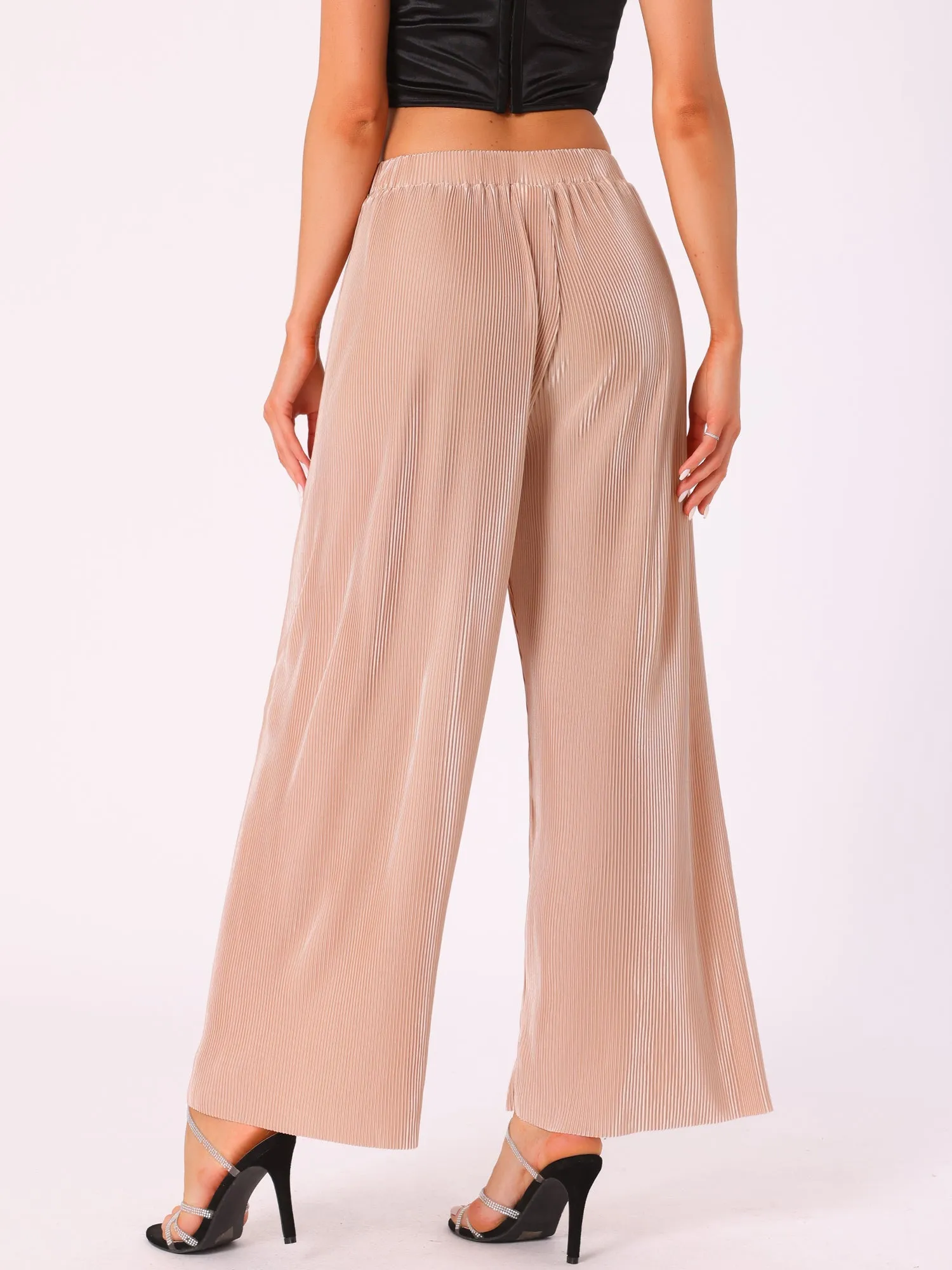 Corduroy High Elastic Waist Wide Leg Trousers Pants