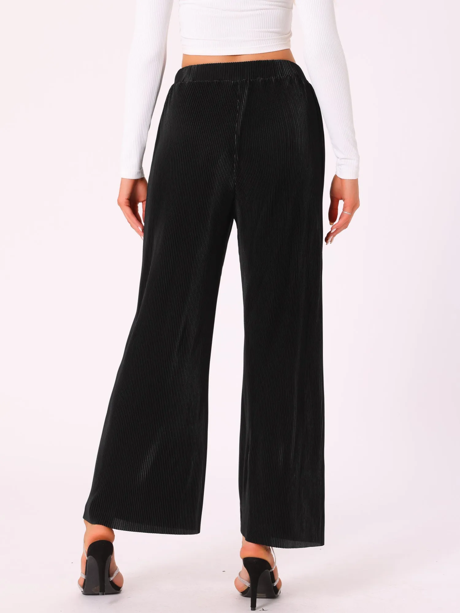 Corduroy High Elastic Waist Wide Leg Trousers Pants