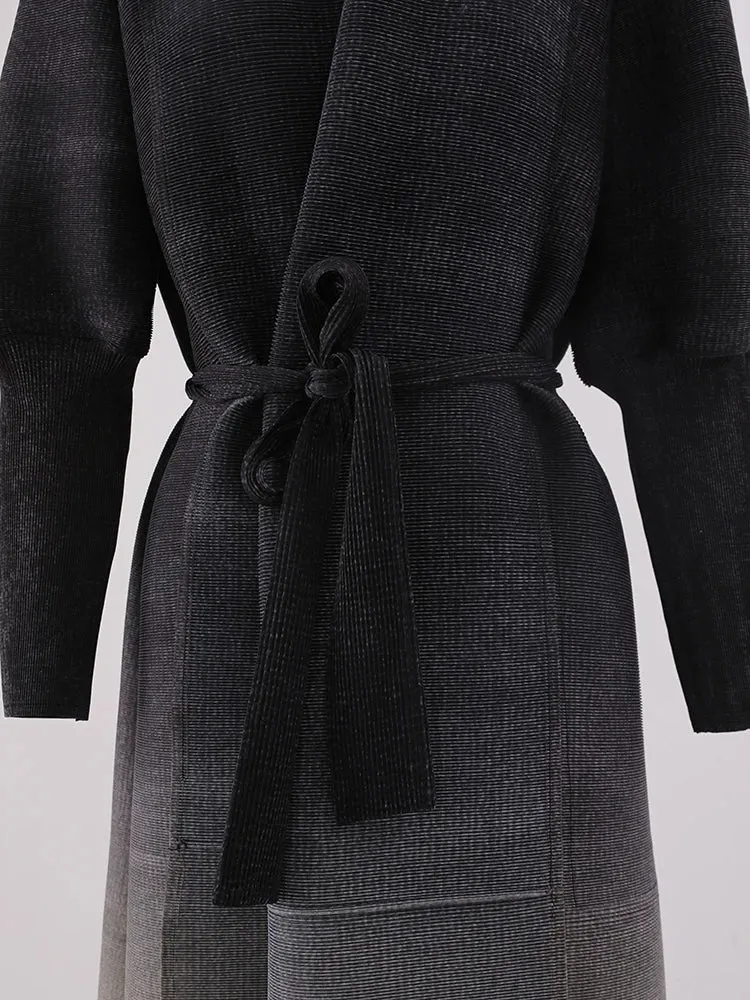 Couture Truly Pleated Plissé Belted Coat