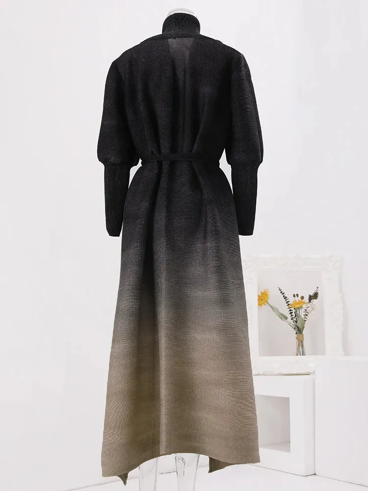 Couture Truly Pleated Plissé Belted Coat