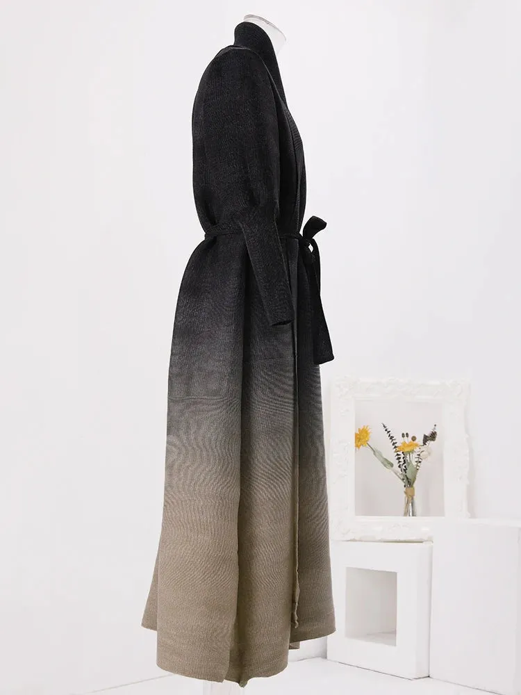 Couture Truly Pleated Plissé Belted Coat