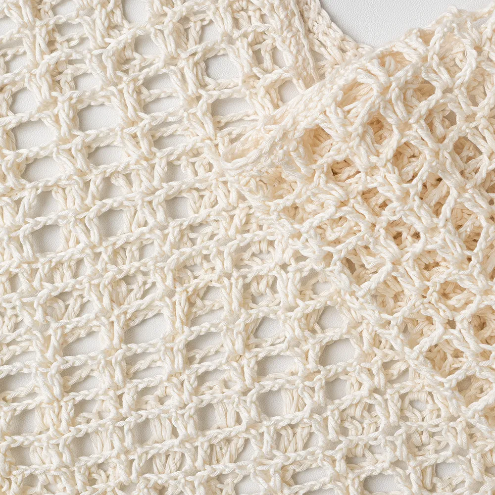 Crochet Cropped Sweater Rayon White, 1 Size