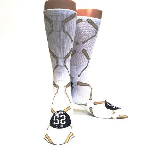 CROSSED BASEBALL BATS Novelty Baseball Socks