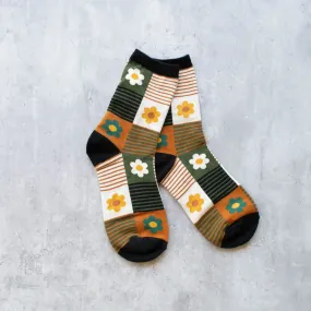 Daisy Multi Striped Socks in Black/Mustard