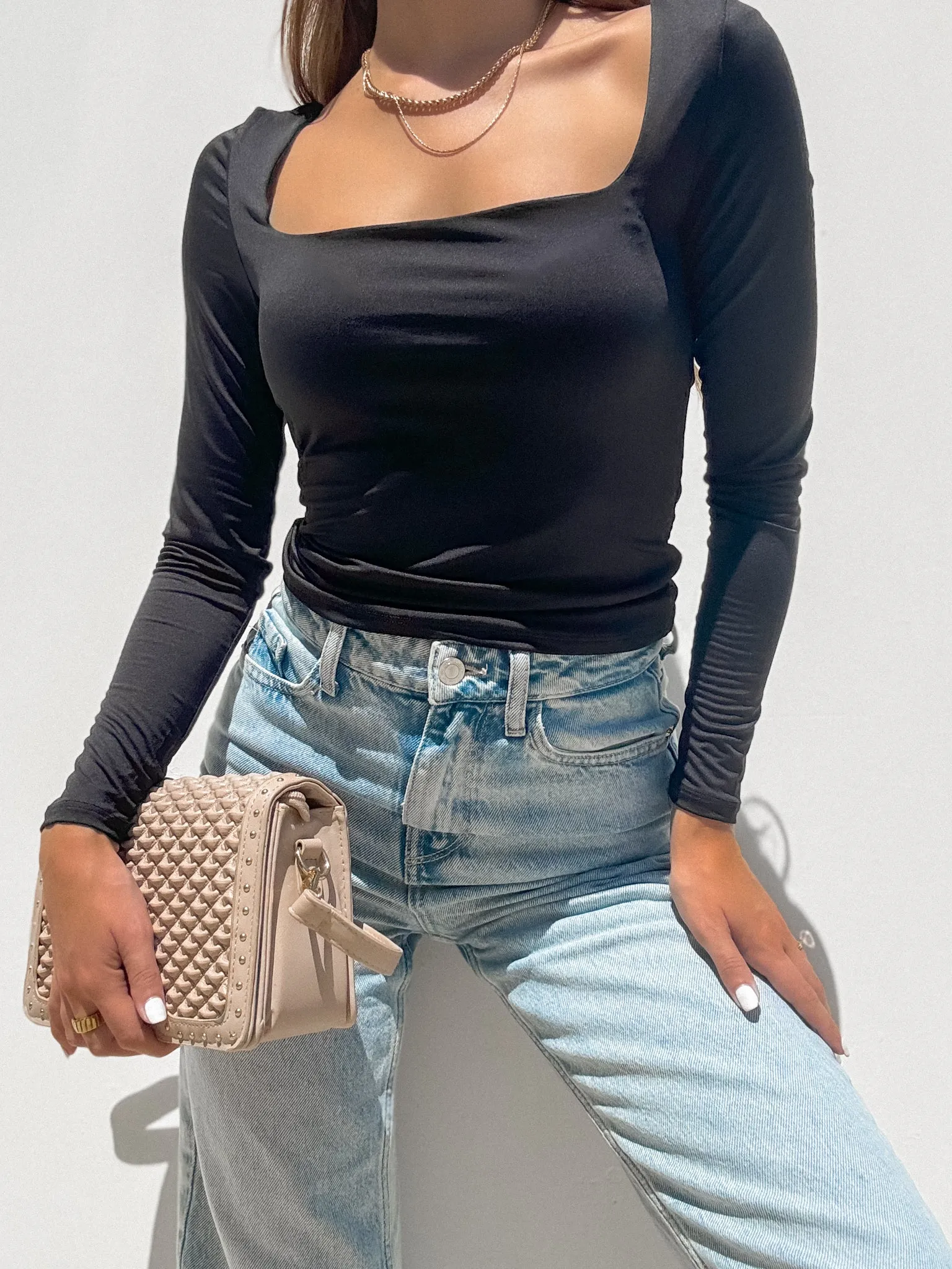 Dani Square Neck Top in Black