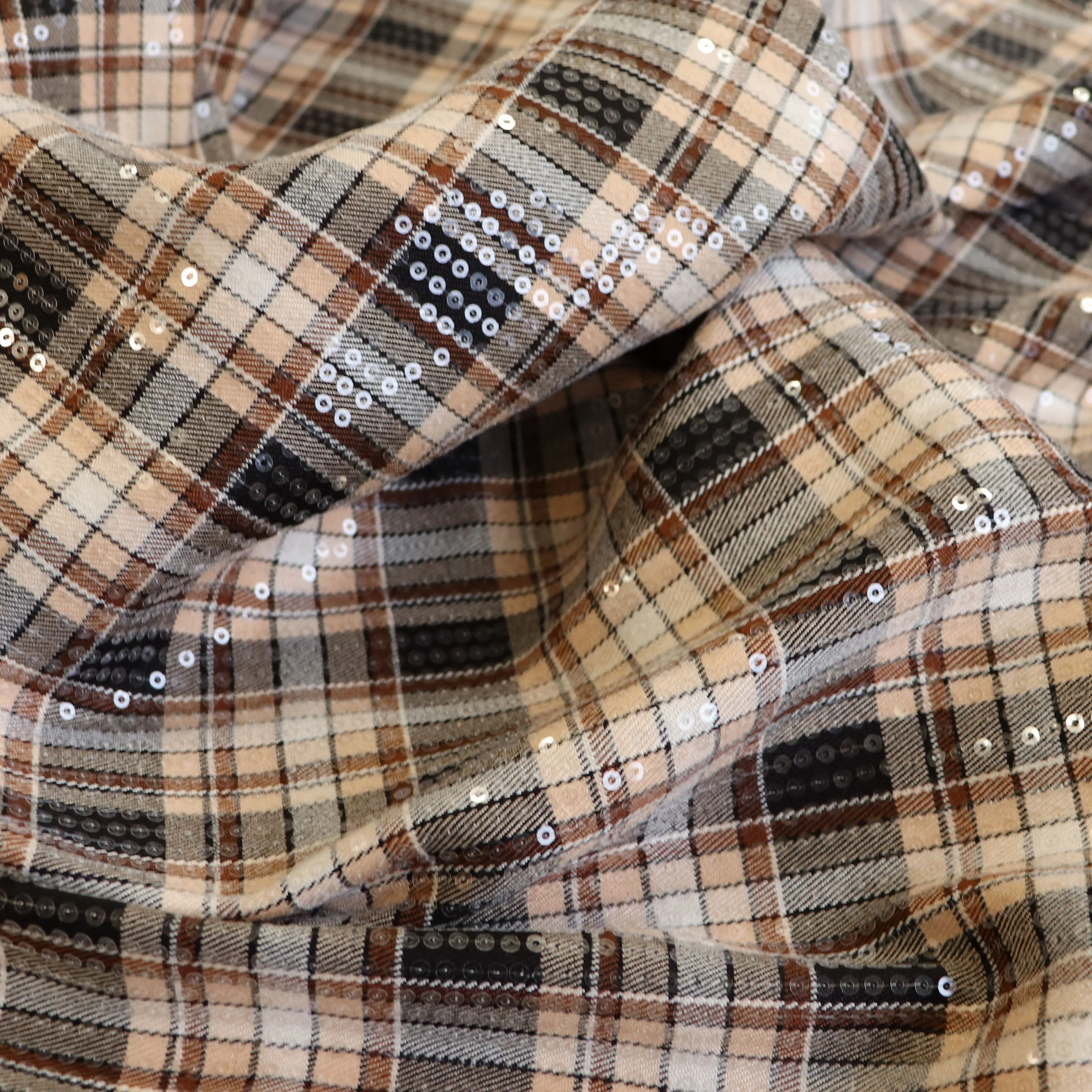 Deadstock Cotton Blend Suiting - Sequin Plaid Check - SALE