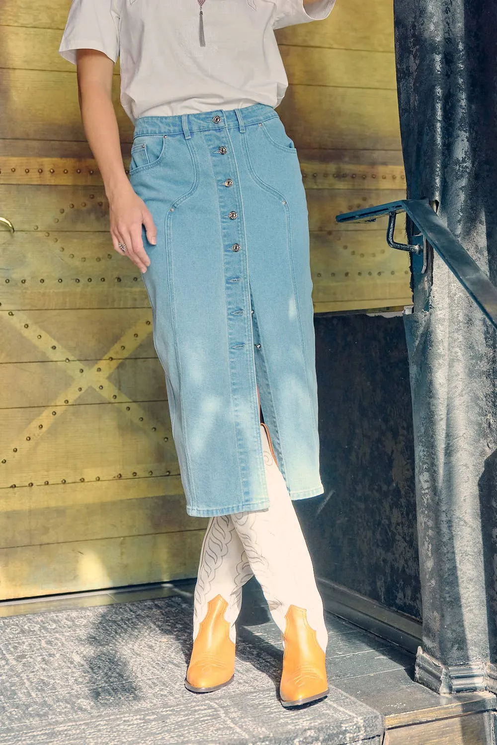 Denim Pencil Skirt