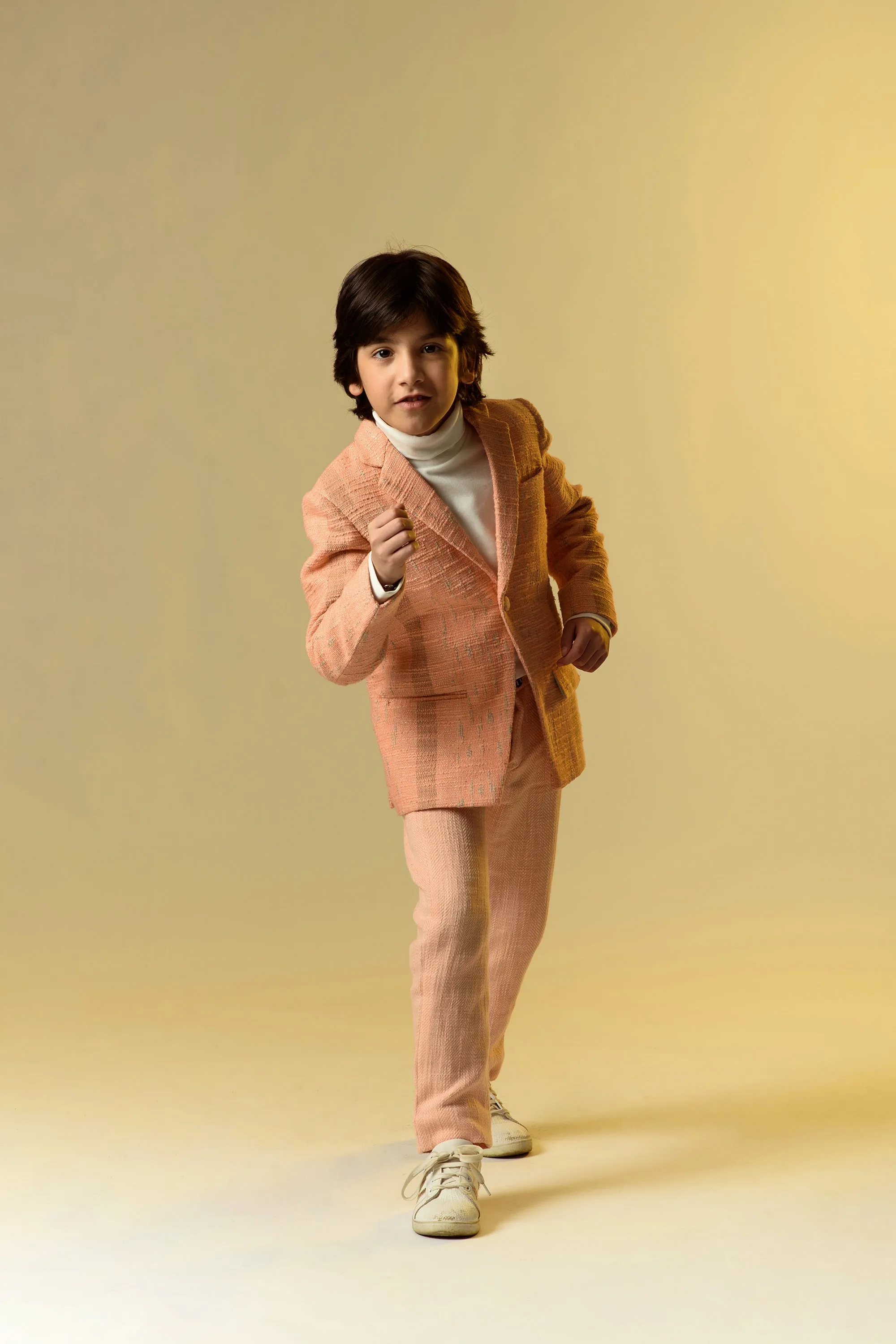 Dilly Glare- Light Salmon Cotton Slub Blazer For Boys