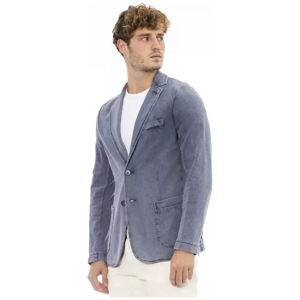 Distretto12 Blue Cotton Mens Blazer