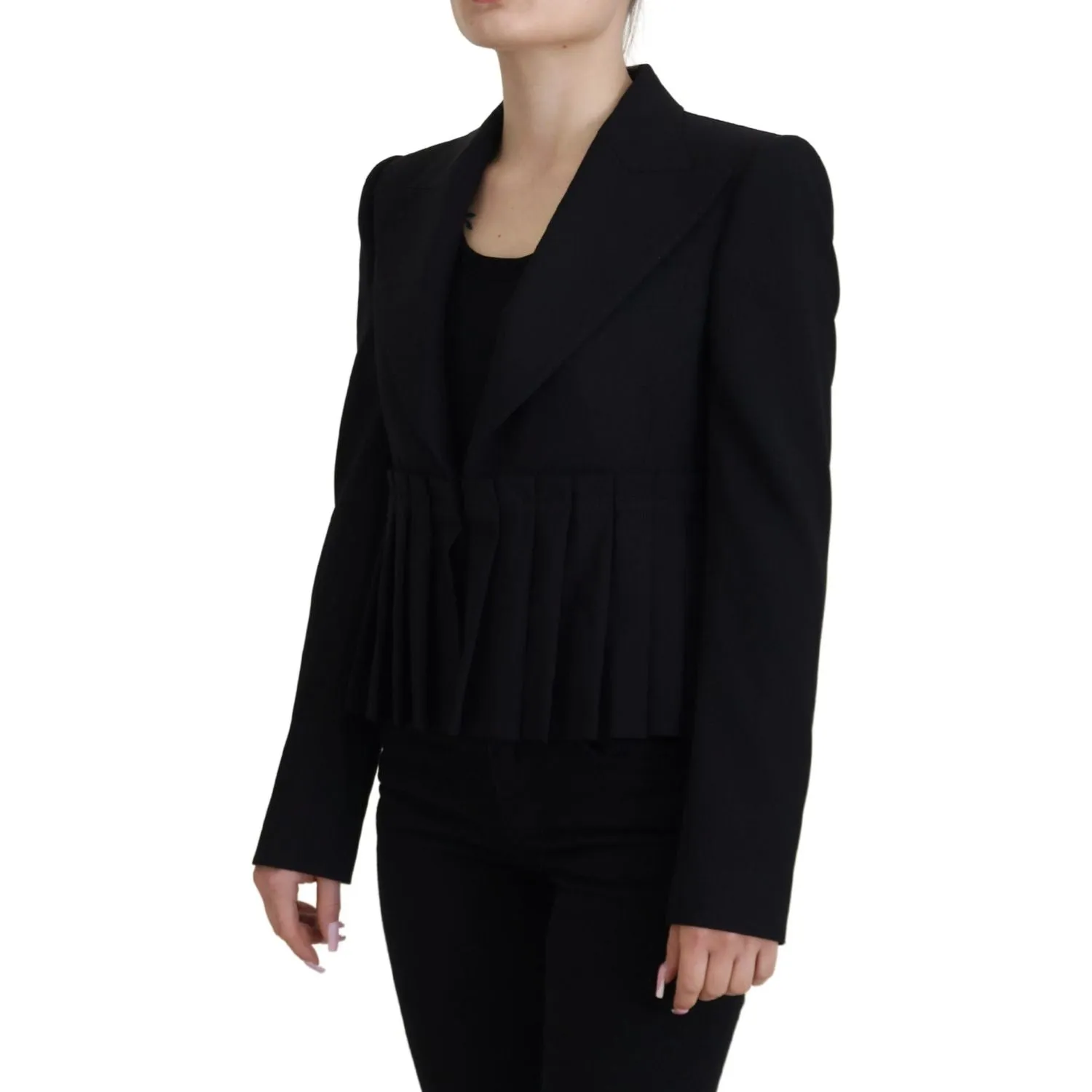 Dolce & Gabbana Elegant Black Stretch Wool Blazer