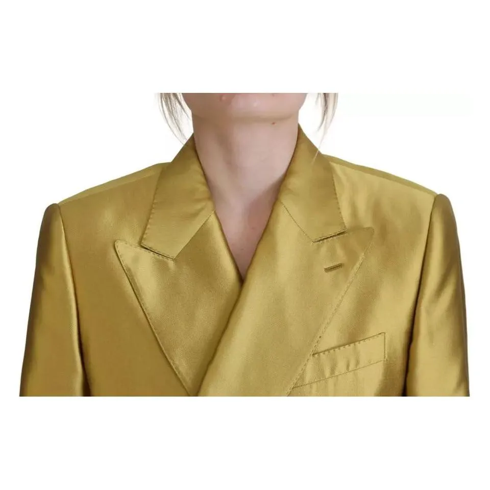 Dolce & Gabbana Gold Satin Long Sleeves Blazer Coat Jacket