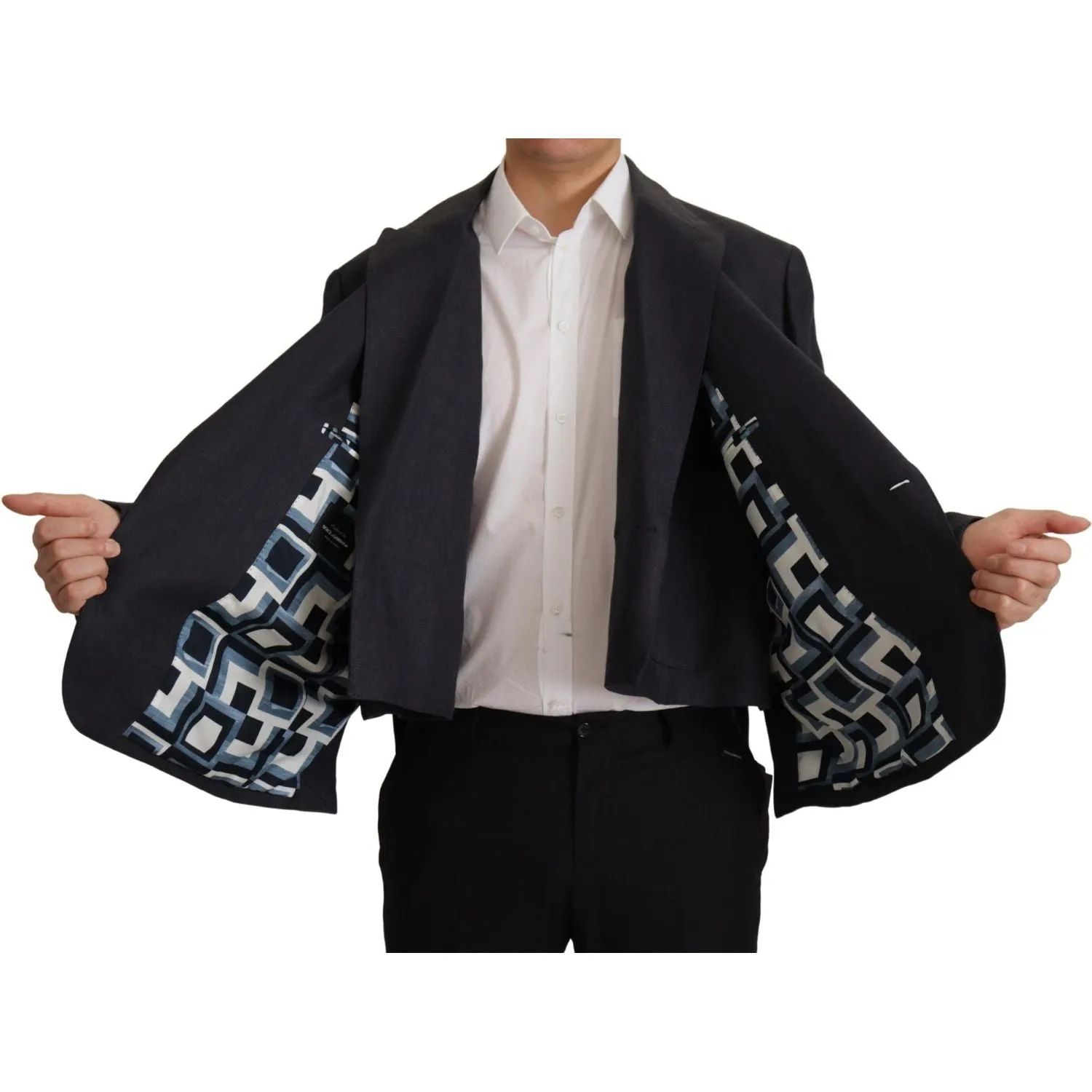 Dolce & Gabbana Sleek Double Breasted Navy Linen Blazer