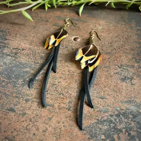 Earrings, Mini Feathers with Deerskin Tassels - SALE!