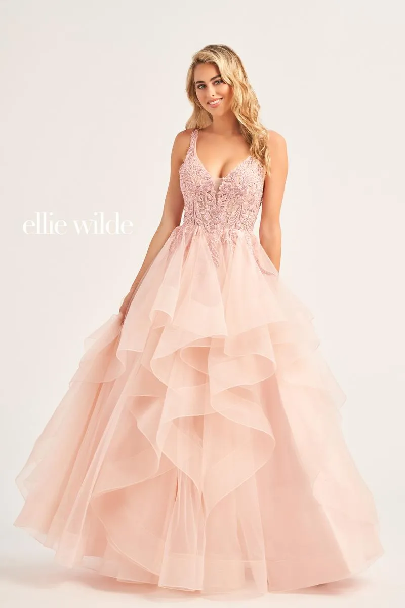 Ellie Wilde Tiered Ball Gown EW35119