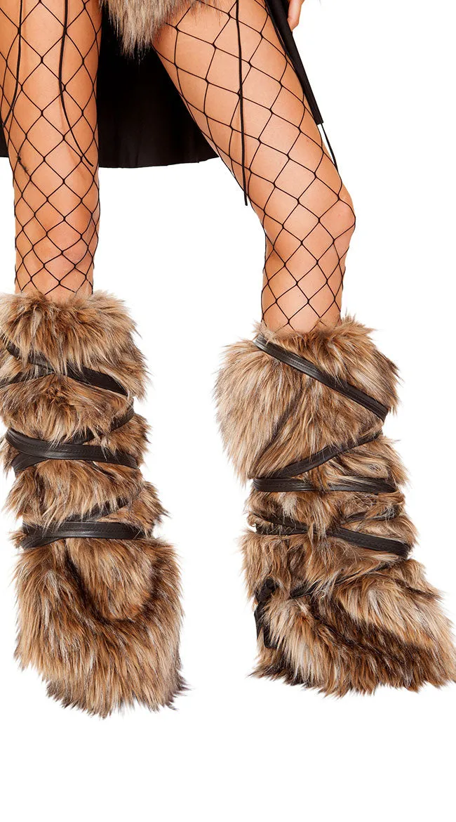 Faux Fur Viking Leg Warmers