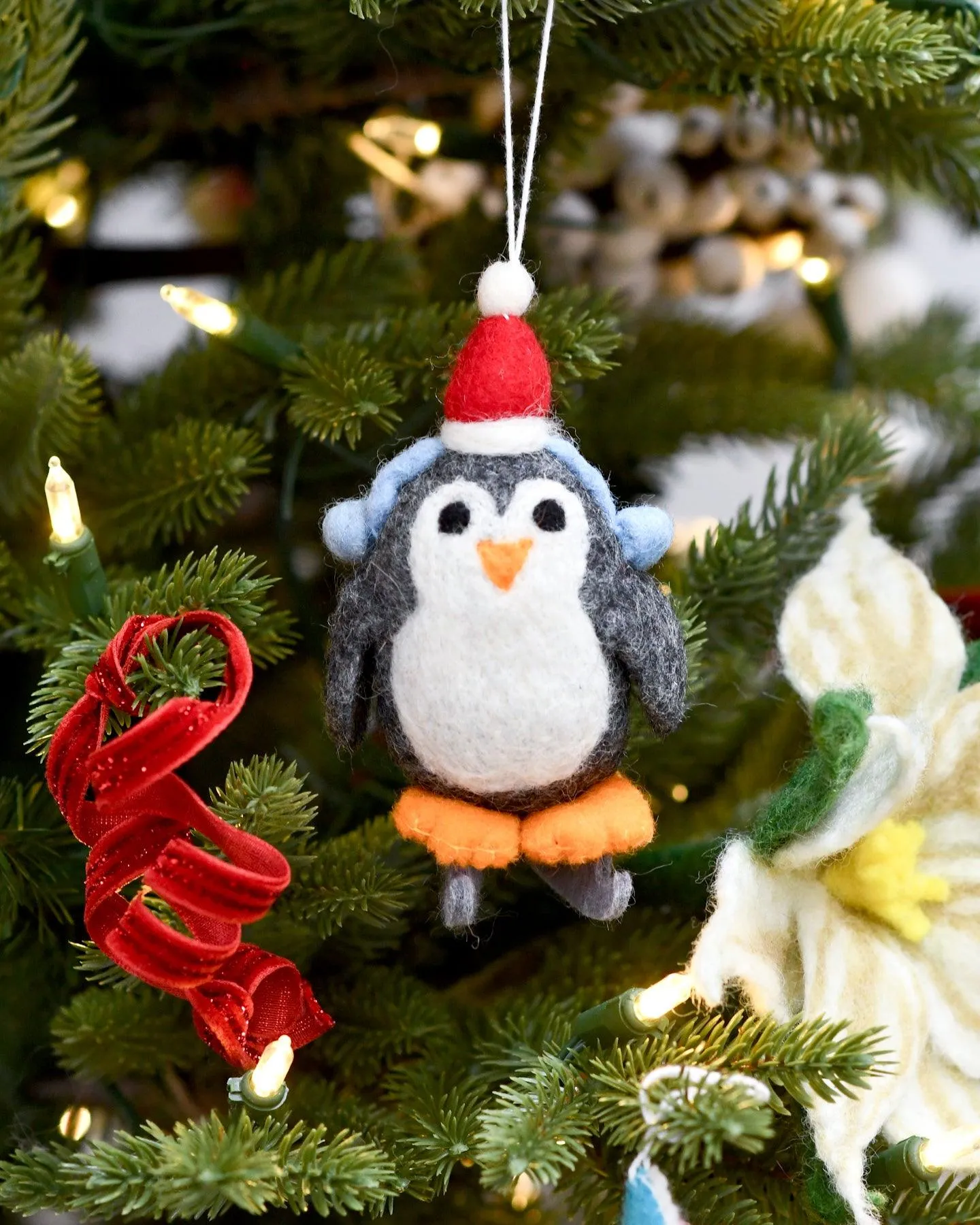 Felt Penguin with Ice Skates Ornament