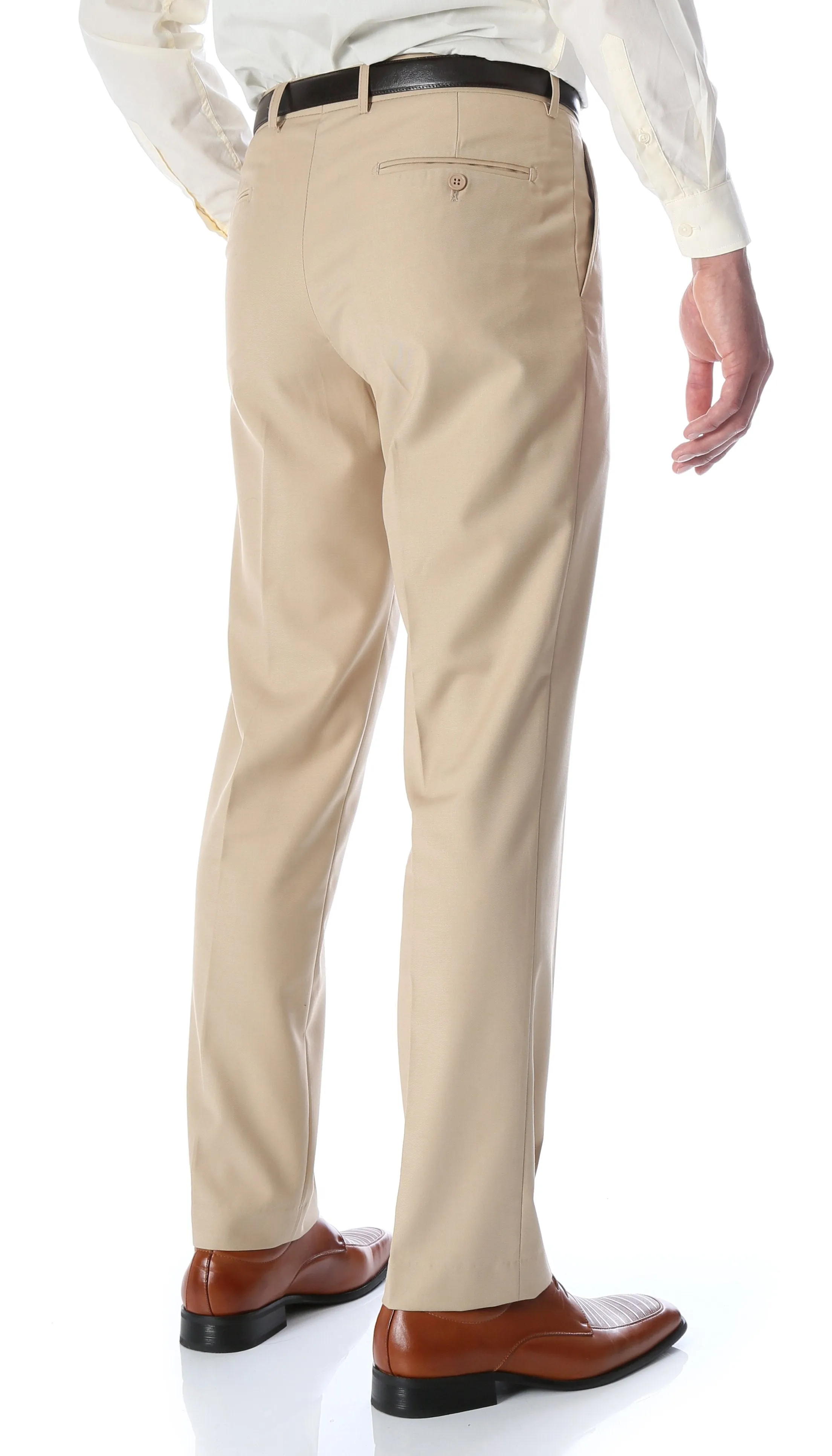 Ferrecci Men's Halo Tan Slim Fit Flat-Front Dress Pants