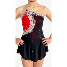 Figure Skating Dress Black Red Lycra Sleeveless BSU3192.6