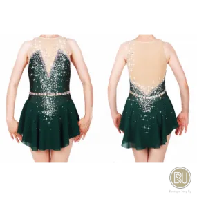 Figure Skating Dress Dark Green Sleeveless BSU030222