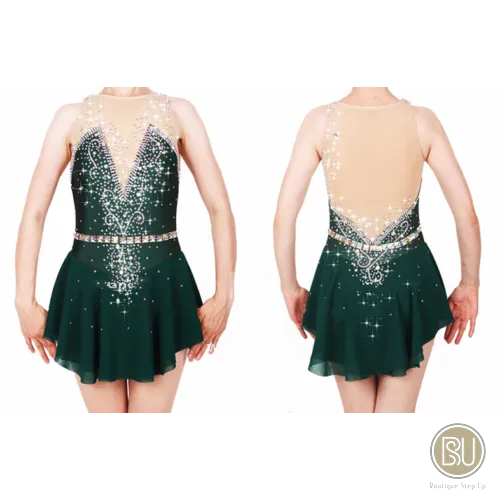 Figure Skating Dress Dark Green Sleeveless BSU030222