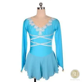 Figure Skating Dress Light Blue Long Sleeves SU76