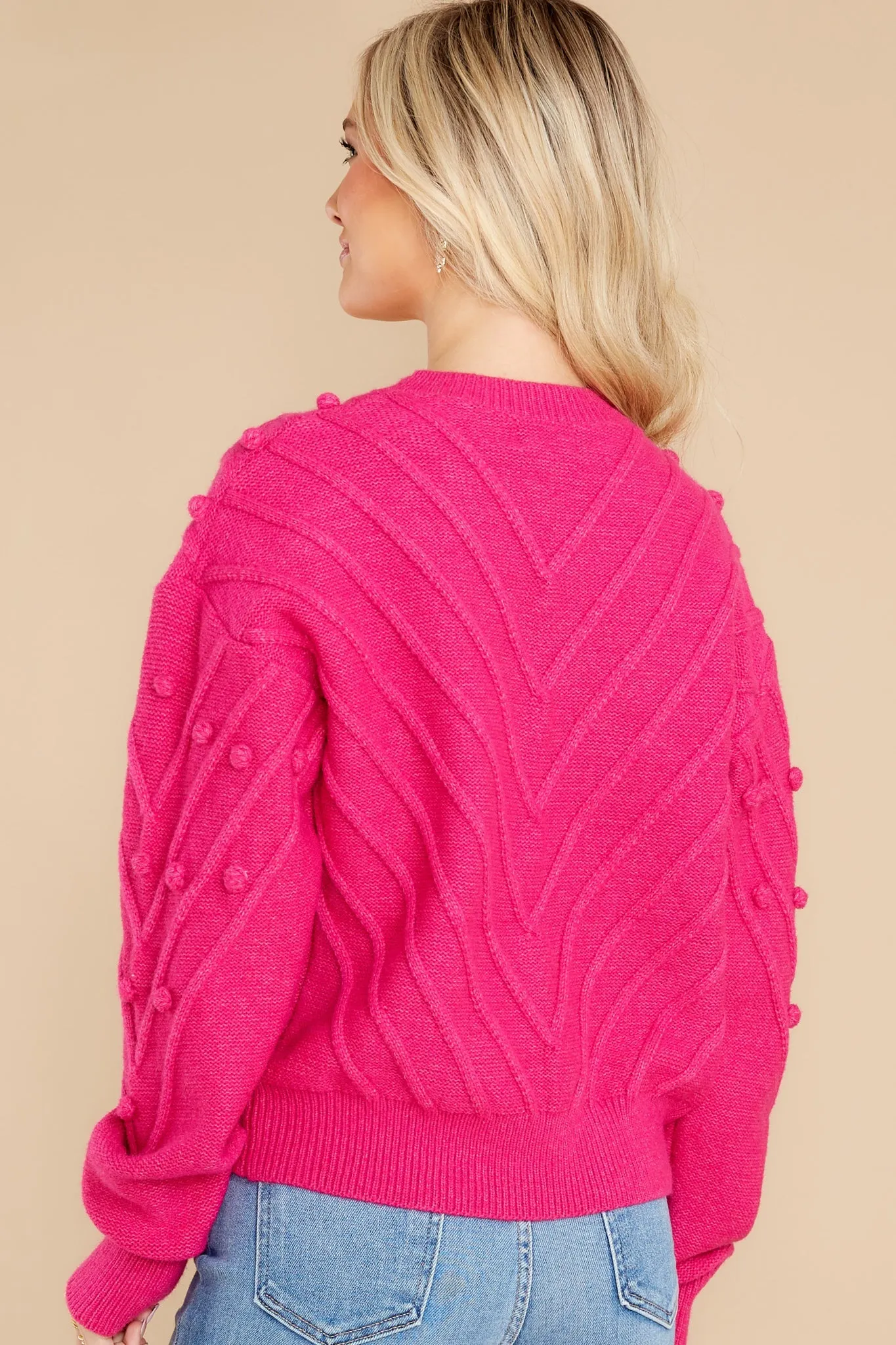 Flirtatious Ways Hot Pink Pom Pom Sweater