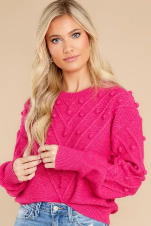 Flirtatious Ways Hot Pink Pom Pom Sweater