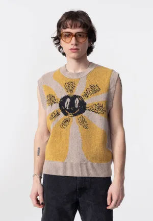 Flower Boner Knit Crew Neck - Beige