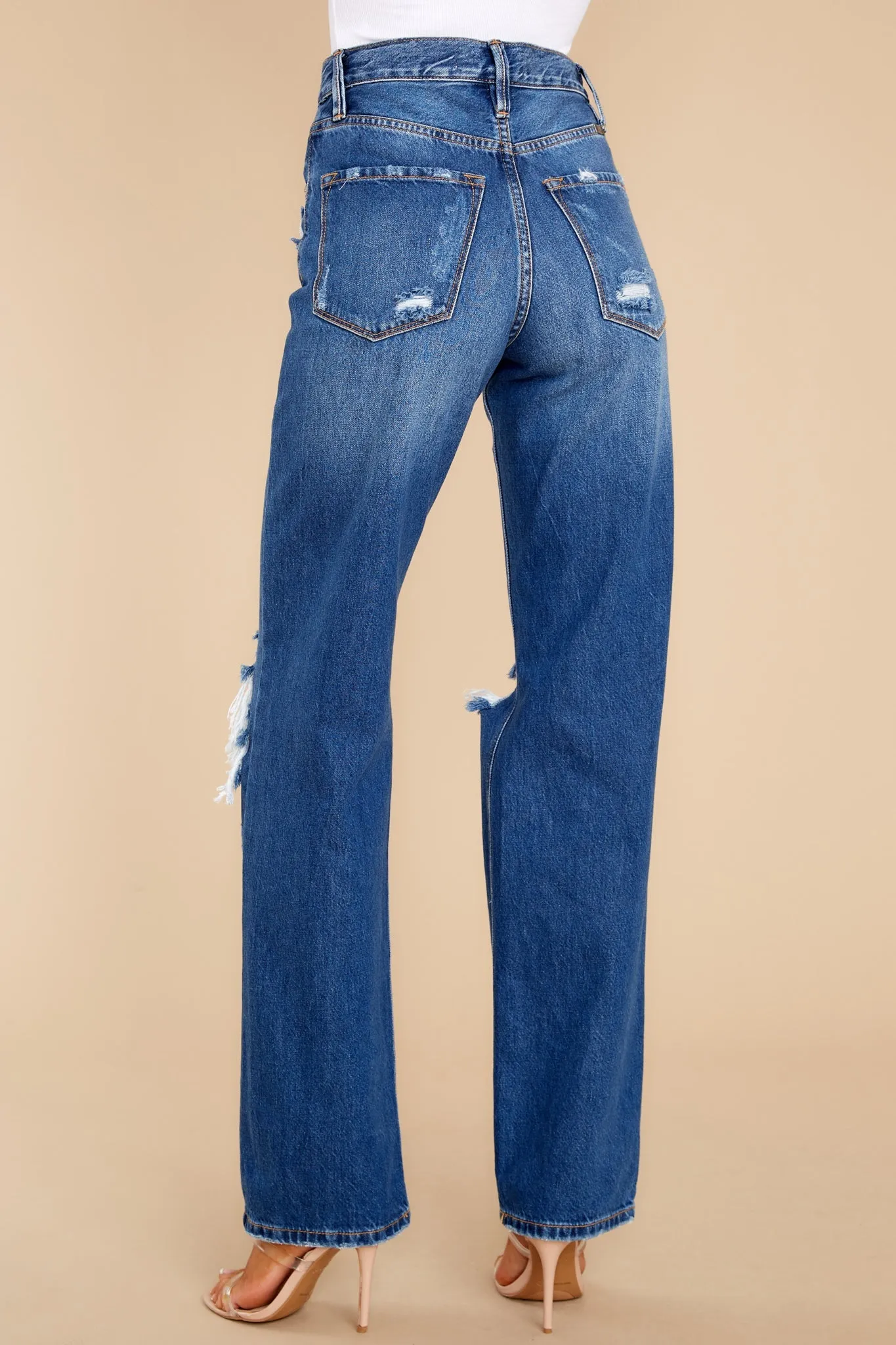 Getting It Right Medium Wash Distressed Straight Jeans