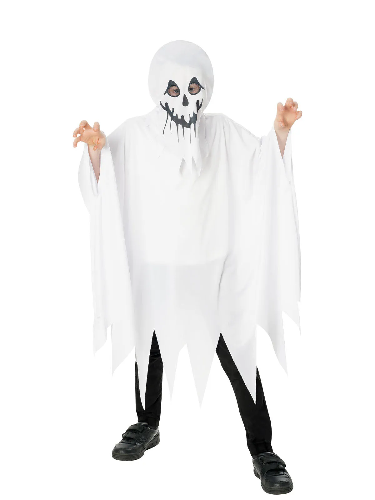 Ghost Poncho with Hood Costume for Kids