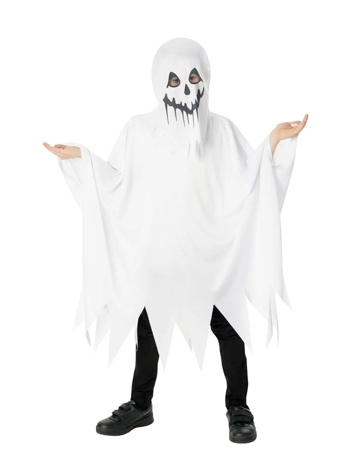 Ghost Poncho with Hood Costume for Kids