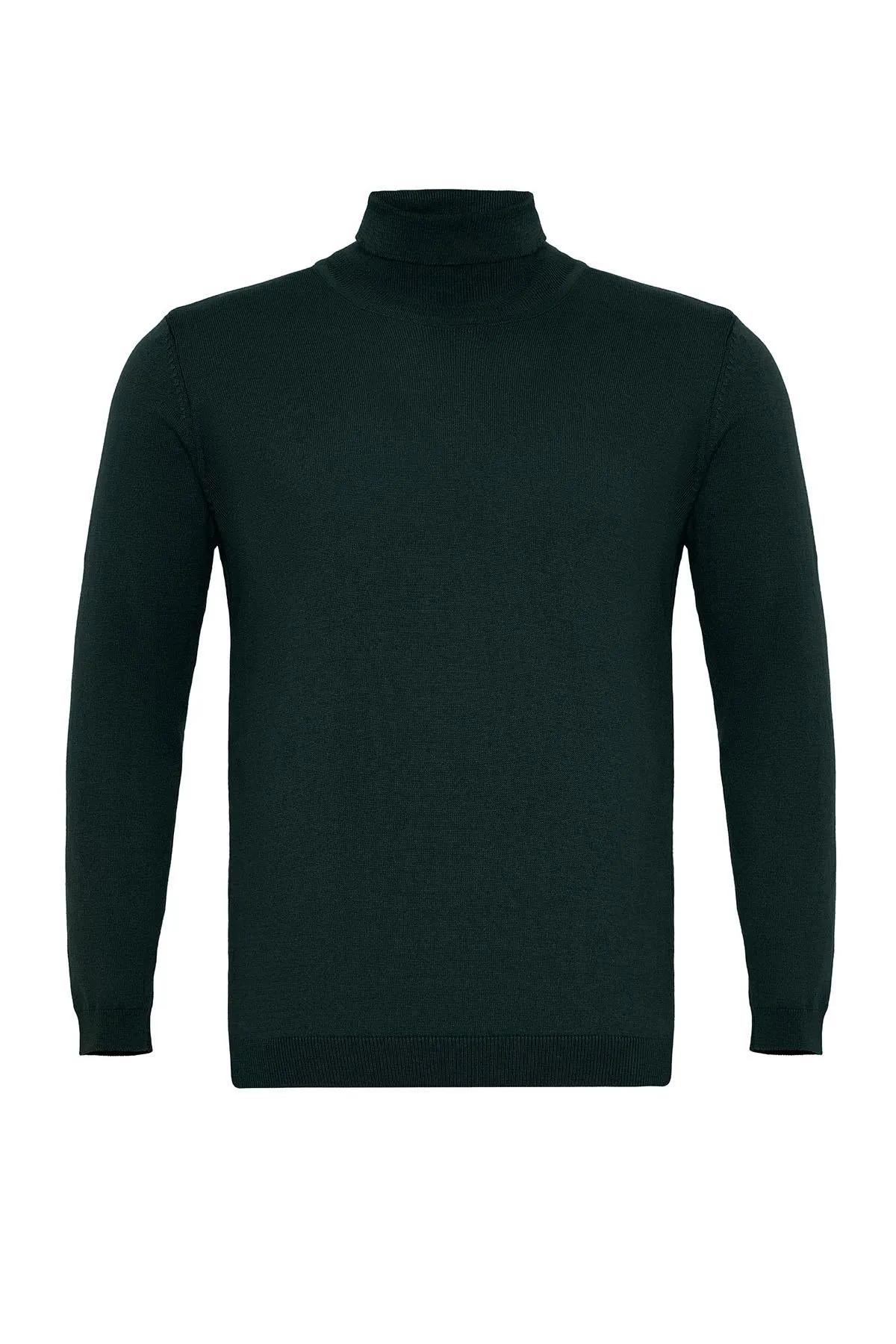 Green Turtleneck Men's Knit Sweater - Wessi