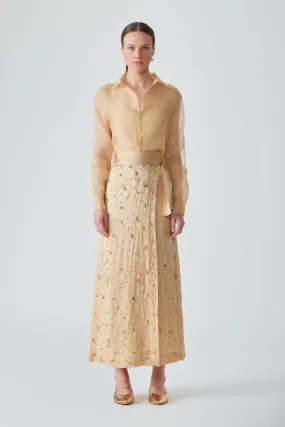 GUL EMBELLISHED MAXI SKIRT - SAFFRON