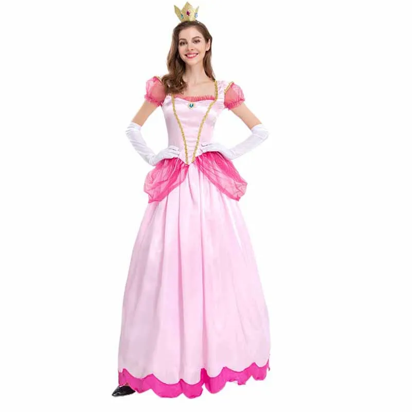 Halloween Costume Princess Mario Biki Pink Price Stage Dress Party Queen Dress