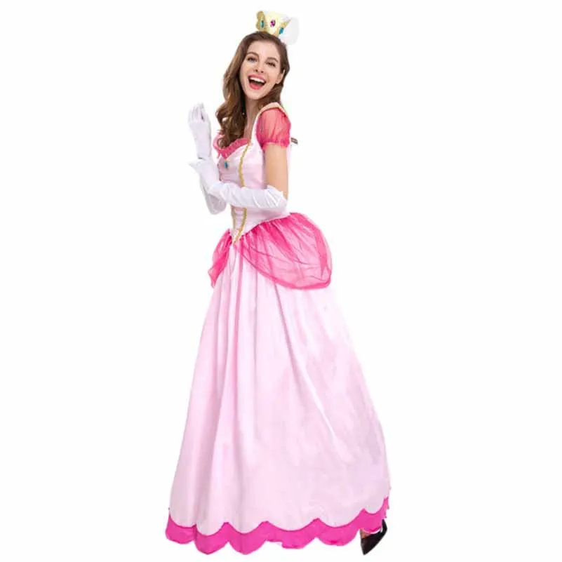 Halloween Costume Princess Mario Biki Pink Price Stage Dress Party Queen Dress