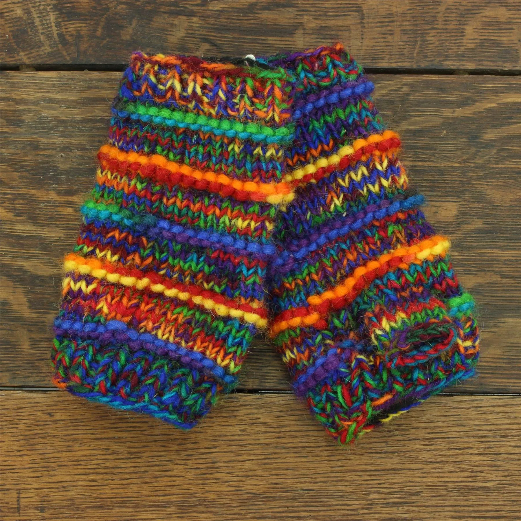 Hand Knitted Wool Arm Warmer - SD Rainbow Rib