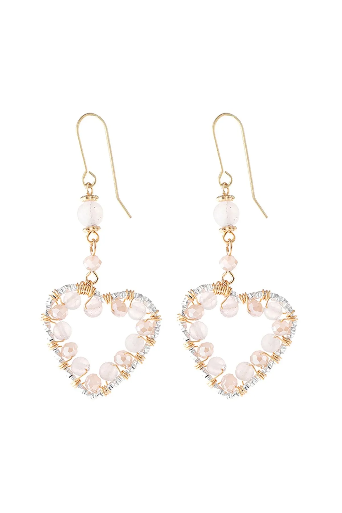 Hde3099 - Heart Beaded Drop Earrings