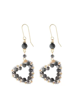 Hde3099 - Heart Beaded Drop Earrings