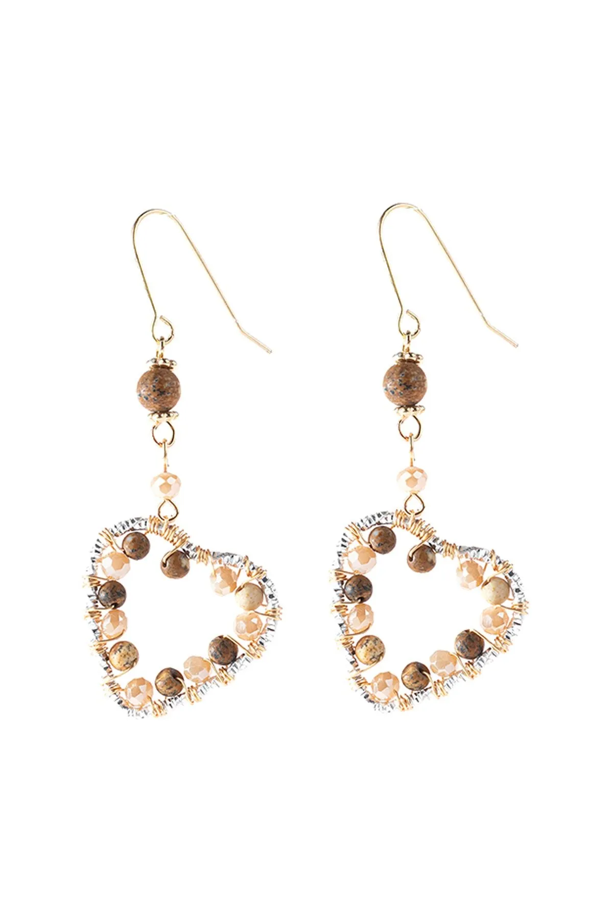 Hde3099 - Heart Beaded Drop Earrings