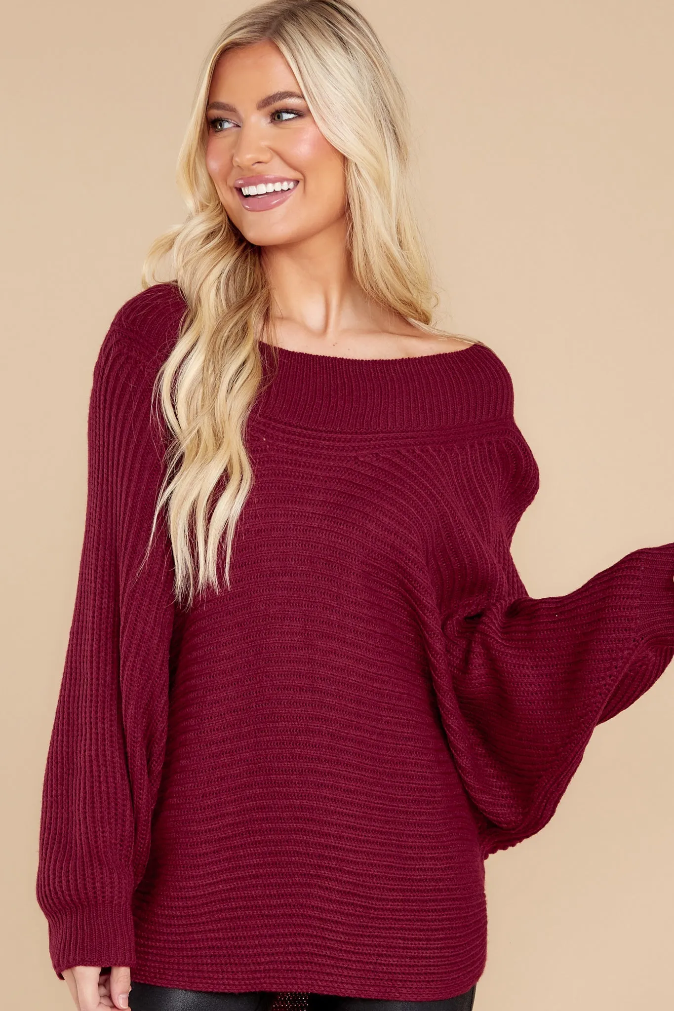 Heartwarming Feeling Burgundy Sweater