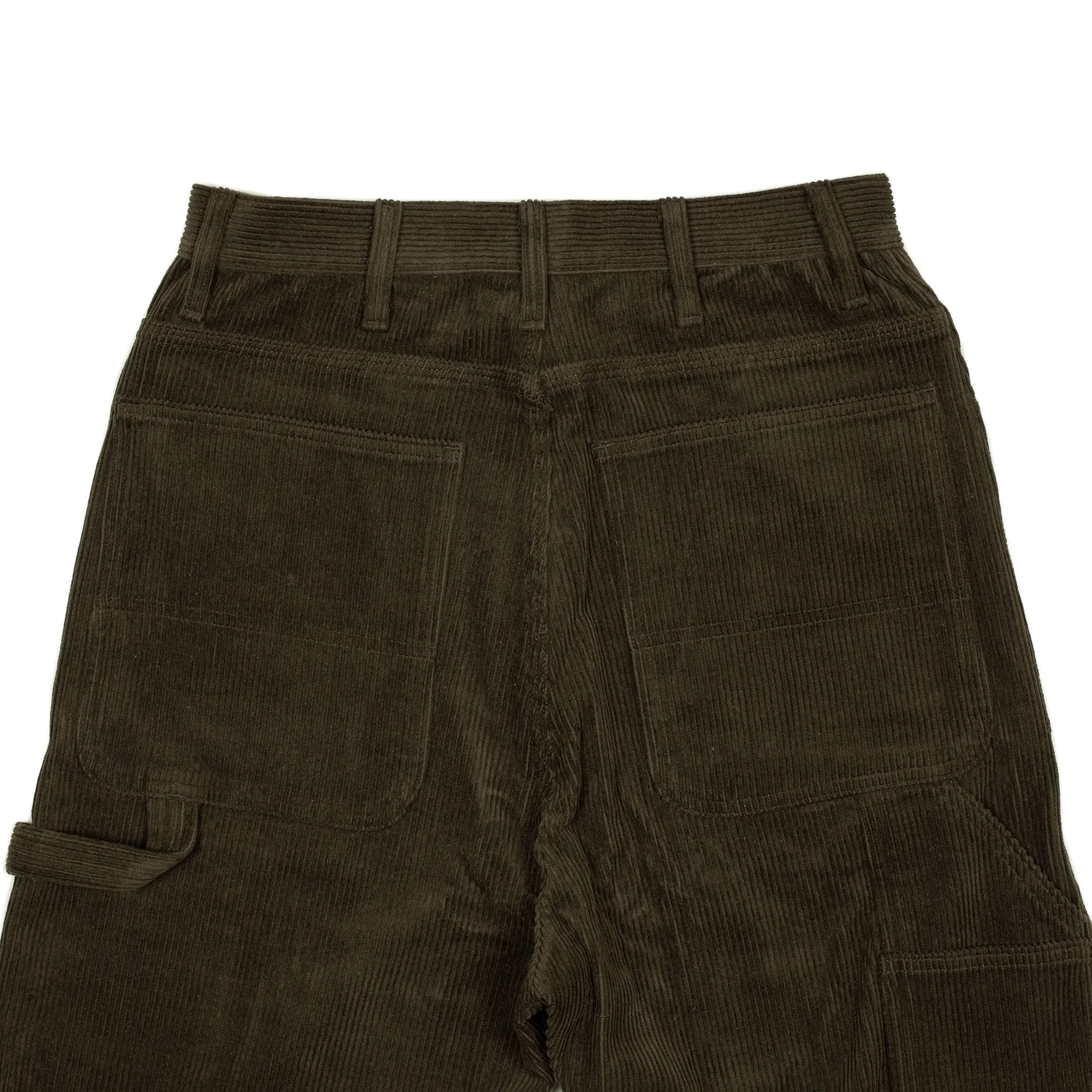 High rise painter pants in marsh green/brown 8-wale corduroy