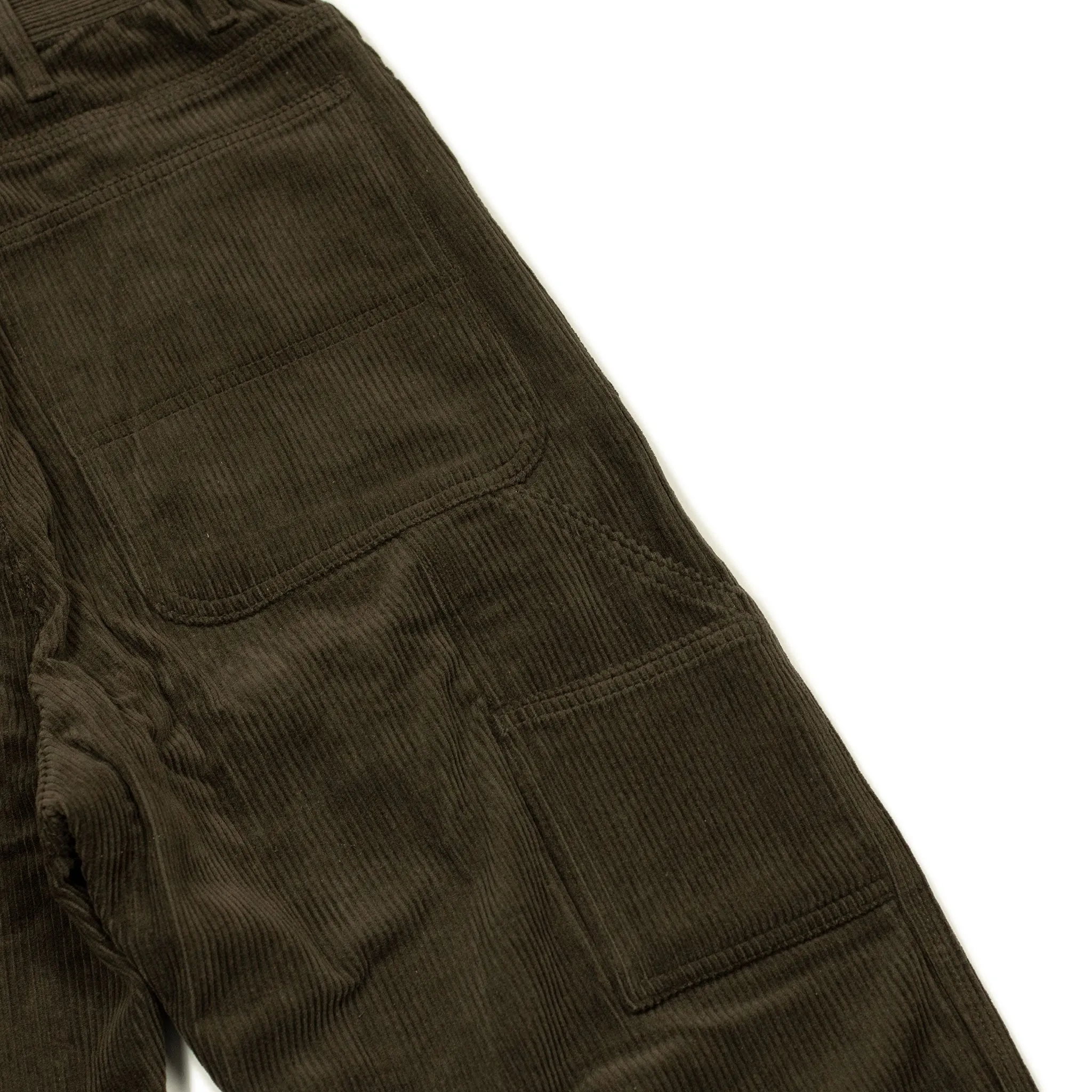 High rise painter pants in marsh green/brown 8-wale corduroy