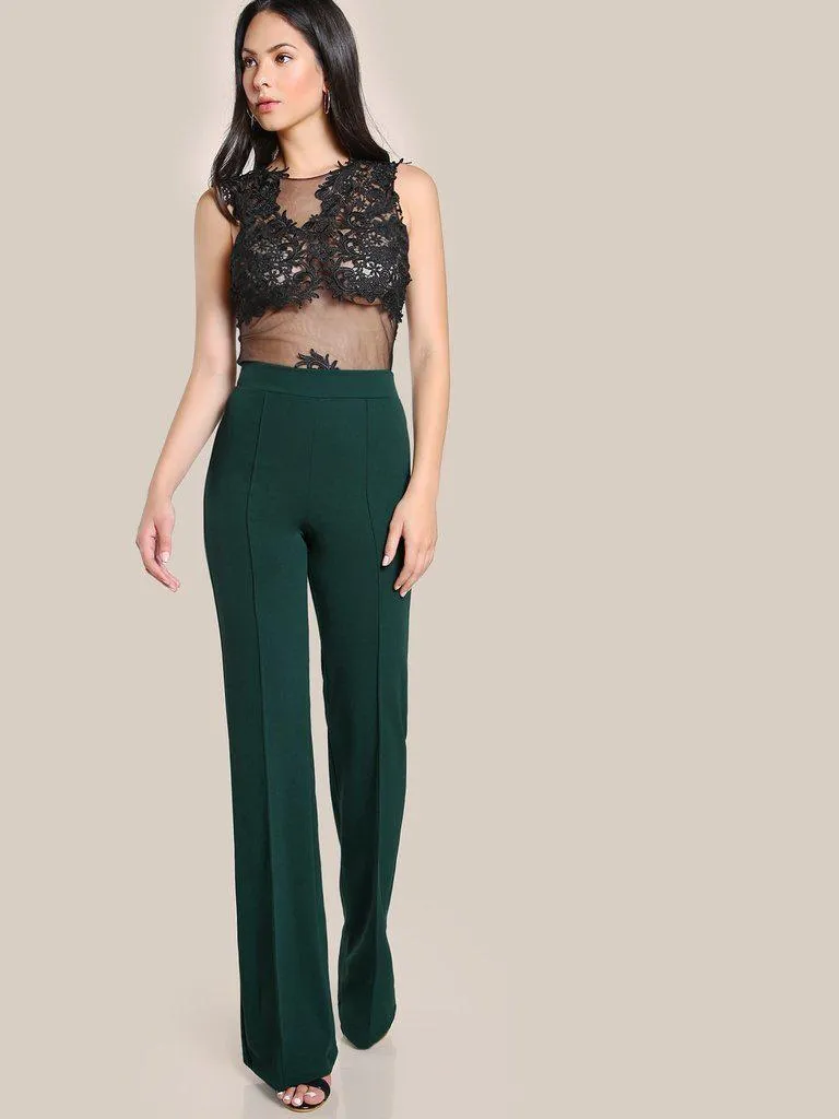 High Rise Piped Dress Pants