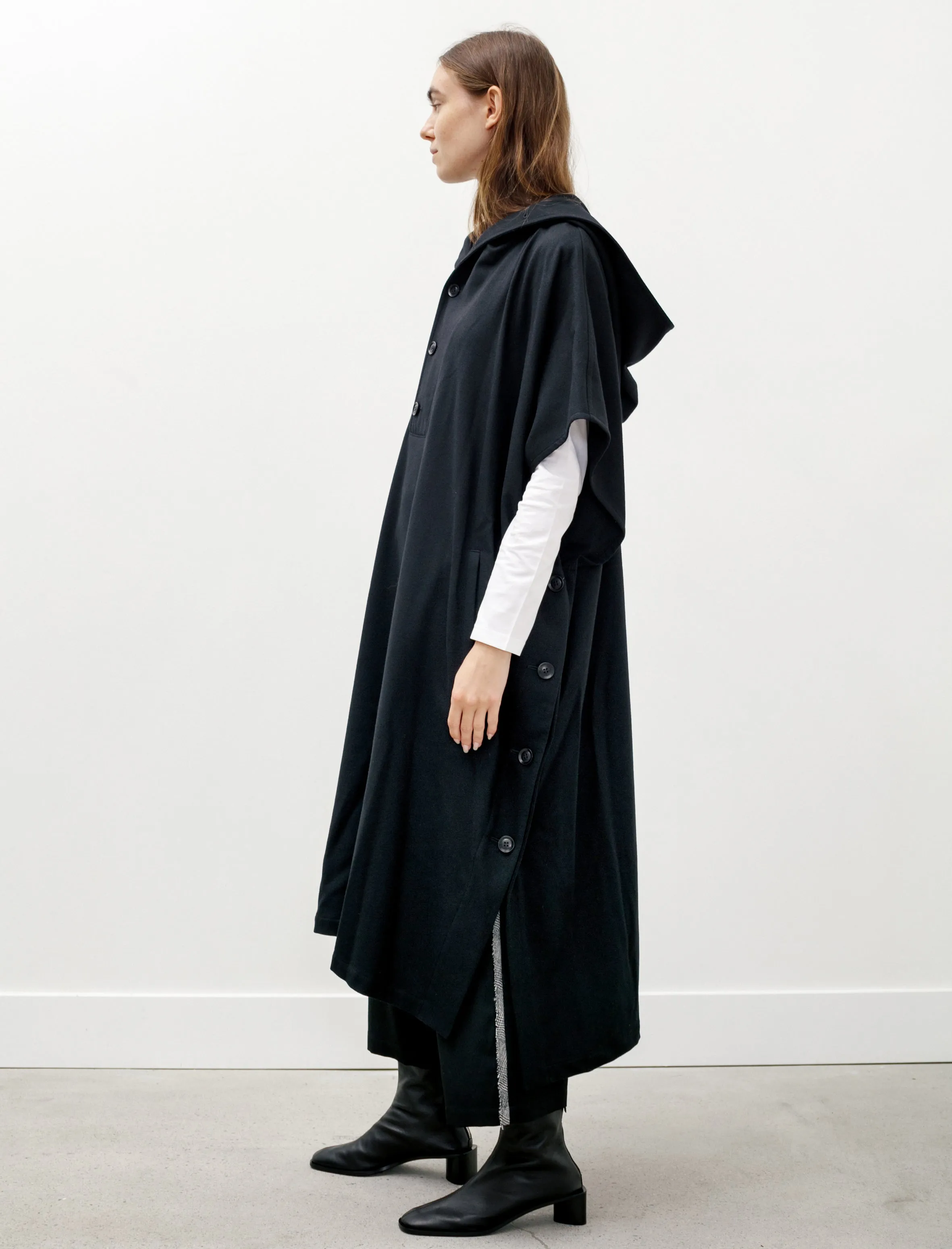 Hooded Poncho Dress Black