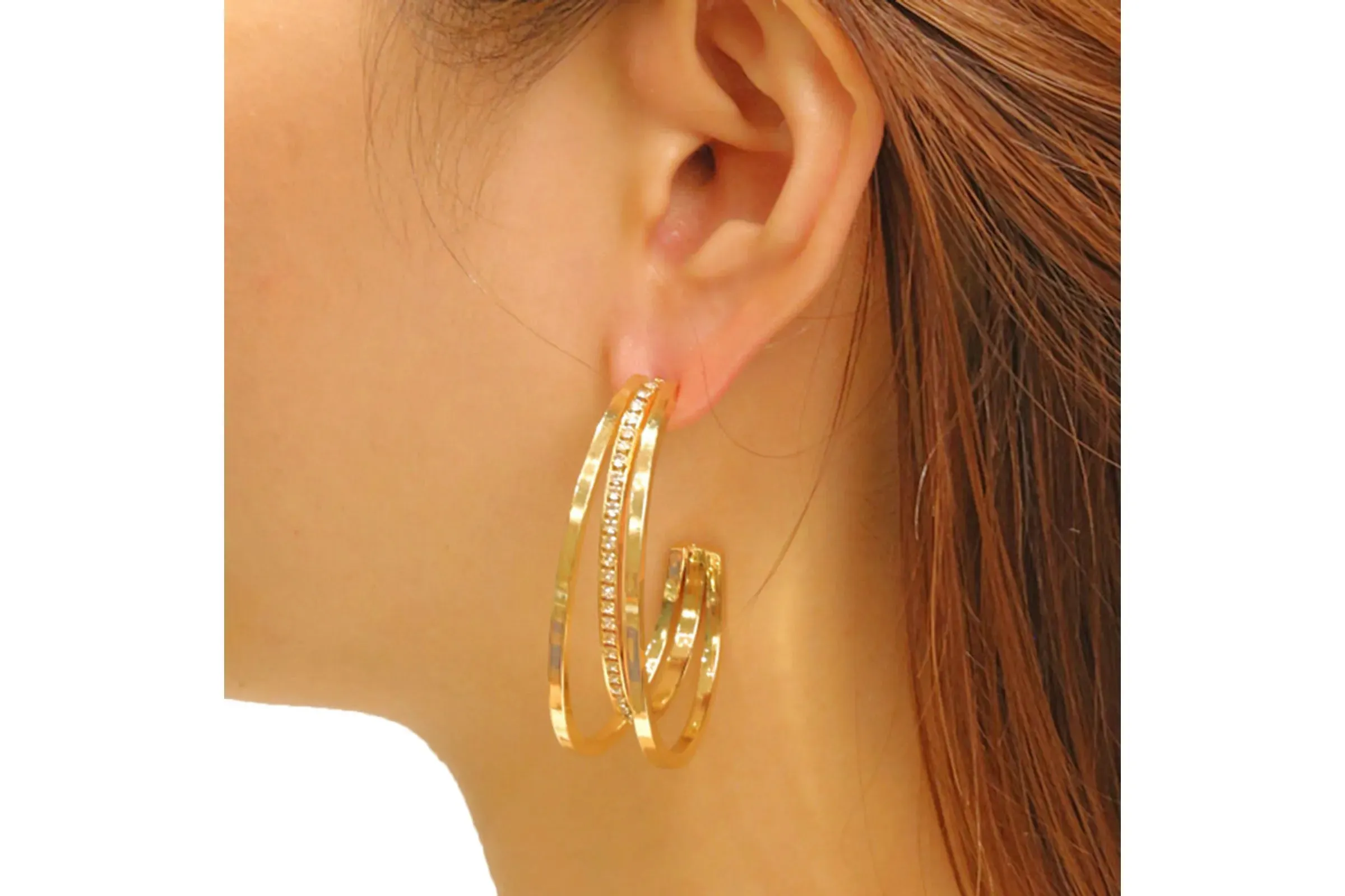 Hoop 14K Medium Triple Earrings Women