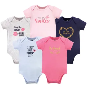 Hudson Baby Cotton Bodysuits, Be Kind Blue