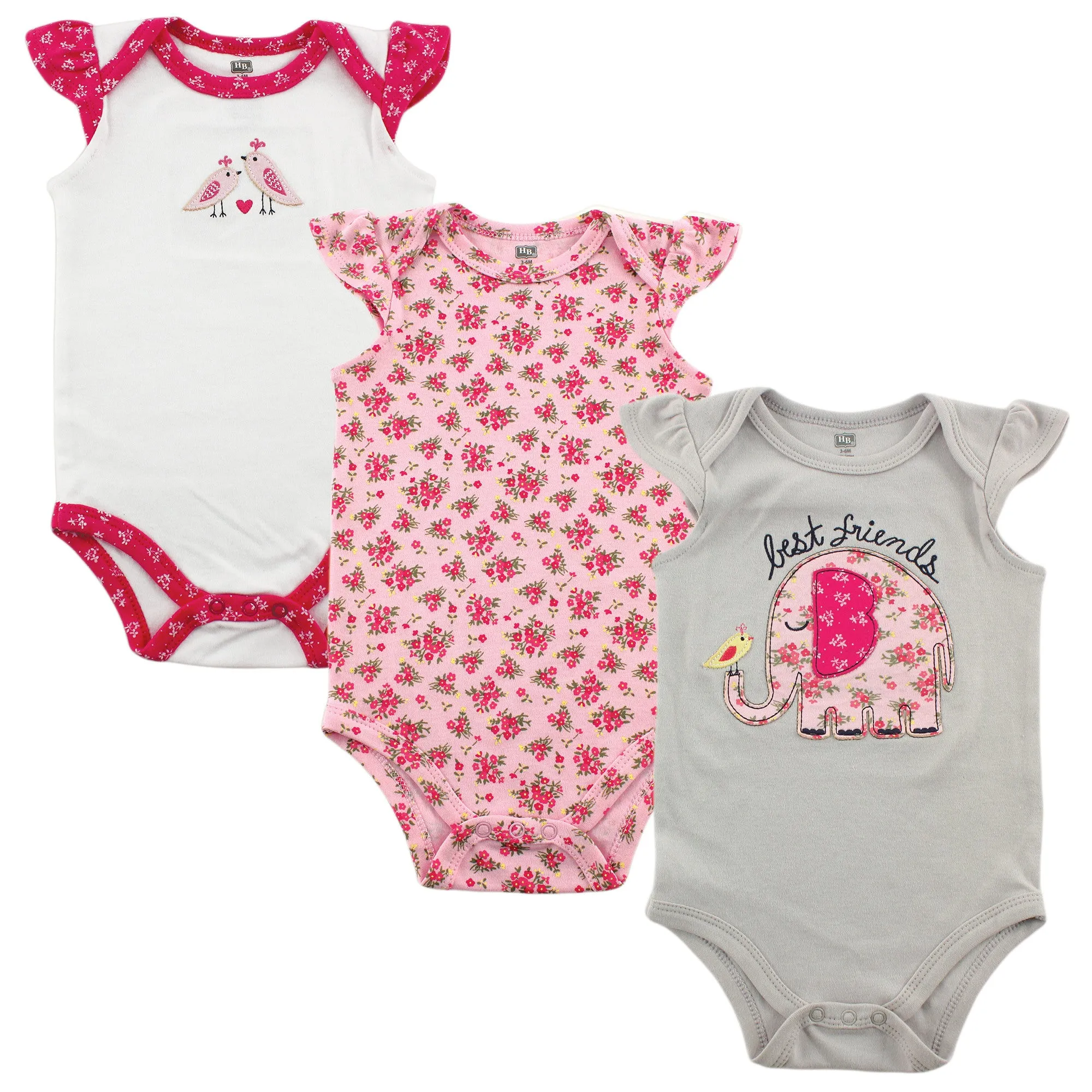 Hudson Baby Cotton Bodysuits, Best Friends 3-Pack