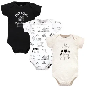 Hudson Baby Cotton Bodysuits, Farm Friends